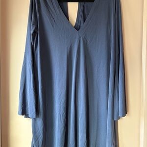 Lush Slate Blue V-Neck Long Sleeve Tunic